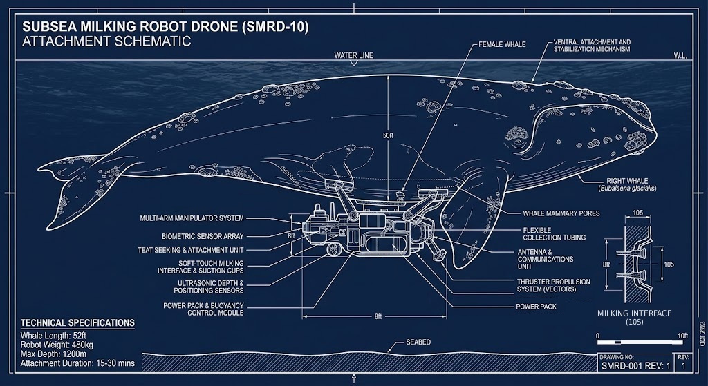 SMRD-10 subsea milking robot drone attachment schematic